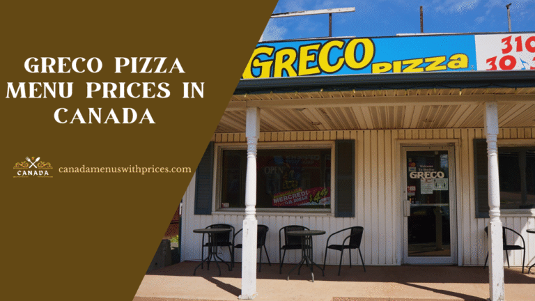 Greco Pizza Menu With Prices in Canada